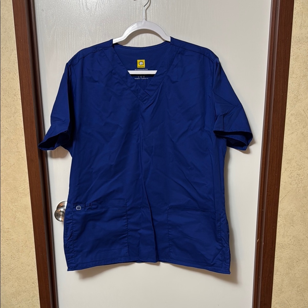 WonderWink Wonderwork Women’s Blue Scrub Top Size L